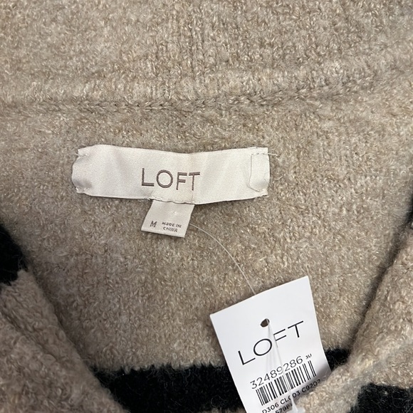 LOFT NWT collared sweater size medium tan with black stripes size medium - Picture 6 of 8
